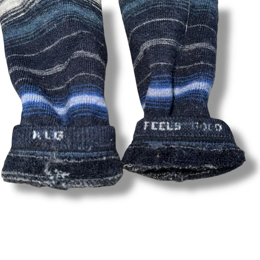 Smartwool Striped Socks Kids Large Blue Excellent Merino Wool Hiking Thermal‎